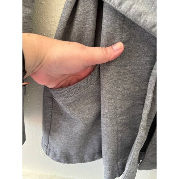 Lucky Brand Cozy Grey Hooded Wrap Cardigan With Tie Waist & Side Pockets - Picture 12 of 13
